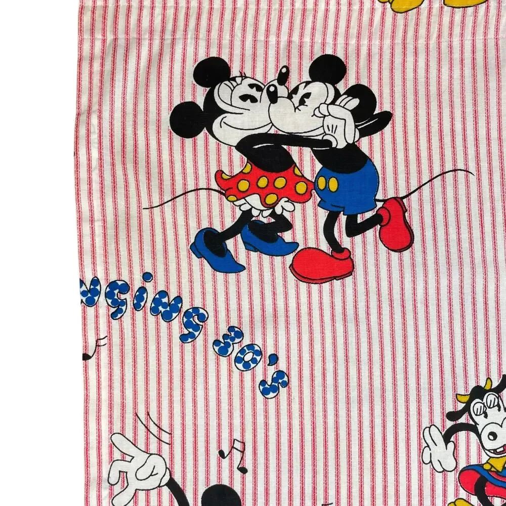 Vintage Handmade Disney Red Striped Mickey and Minnie Valance Curtains Set